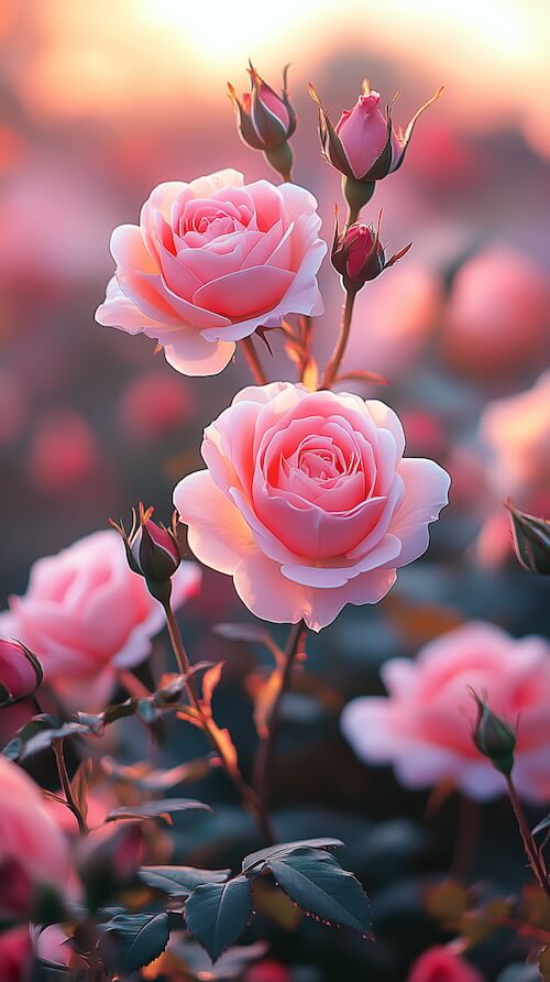 group-of-pink-roses-blooming-in-the-garden