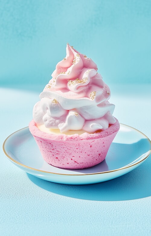 pink-cupcake-with-white-cream-and-gold-sprinkles-on-top