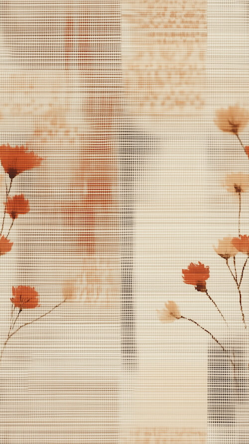 an-orange-and-brown-floral-pattern-on-a-beige-fabric