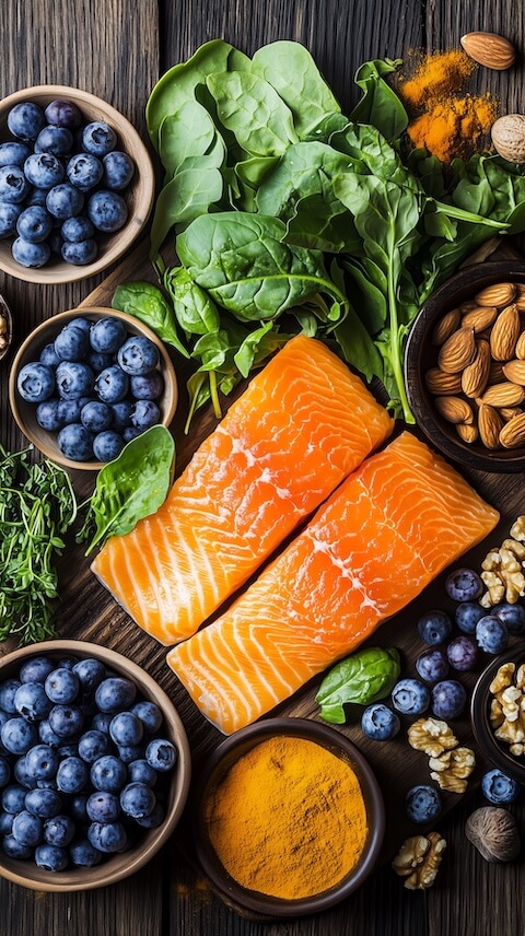 an-array-of-healthy-foods-including-salmon-fillets-and-blueberries