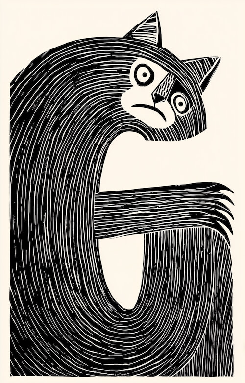 black-and-white-cat-illustration-in-the-style-of-a-woodcut