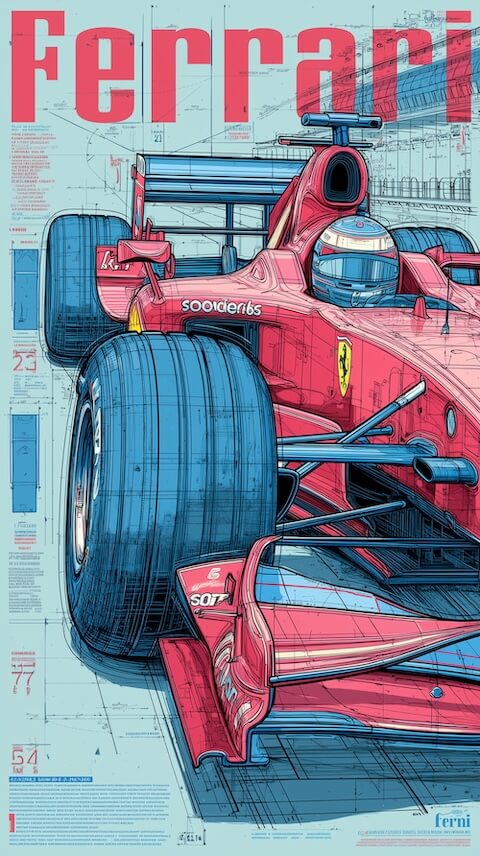 illustrated-poster-design-of-the-ferrari-f2004