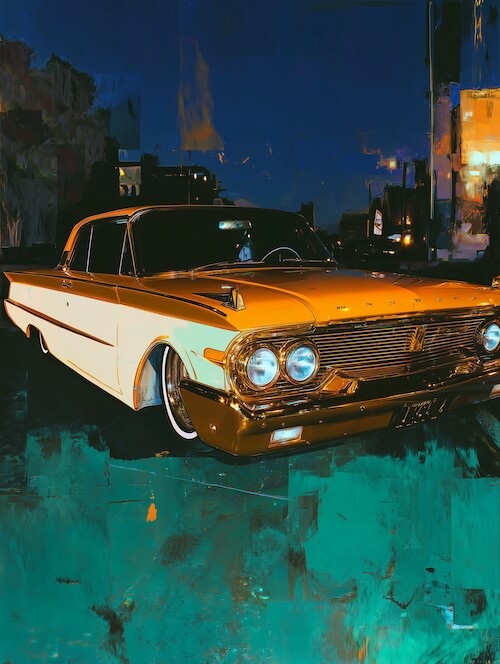 a-painting-of-an-menacing-custom-solid-gold-muscle-car