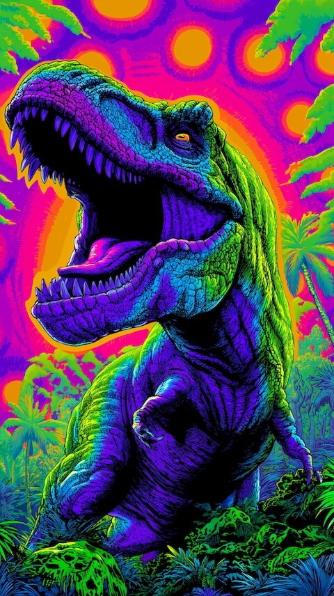 graphic-novel-style-side-view-portrait-of-a-tyrannosaurus-roaring